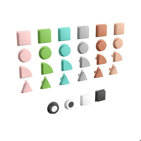 Flash Furniture Bright Beginnings Commercial Grade Pastel 256 Piece Shape Set for Modular STEAM Wall Systems MK-ME14702-GG